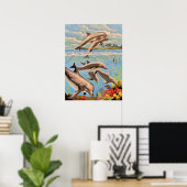 Poster Peint à la main par numéros | Dauphins joueurs | (Bureau à domicile)