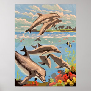 Poster Peint à la main par numéros Dauphins joueurs