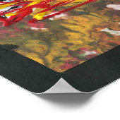 Poster Peint rouge orange jaune bleu Libertés (Coin)