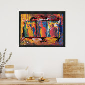 Poster Peint rouge orange jaune bleu Libertés (Cuisine)