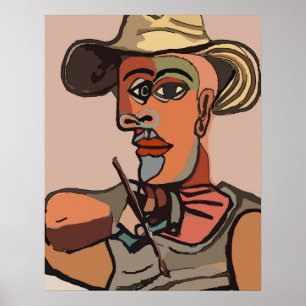 Poster Peintre auto-peinture Abstrait