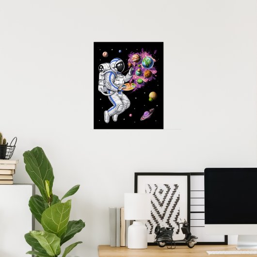 Poster Peintre d'astronaute spatial (Bureau à domicile)