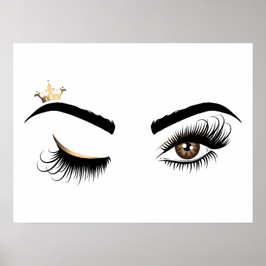 Poster Peintre de maquillage Wink Eye Queen Crown Lash Ex (Devant)