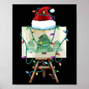 Poster Peintre de Noël Design Père Noël Xmas Peintre Arti