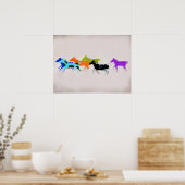 Poster Peints Poneys dans l'art de la fumée (Cuisine)