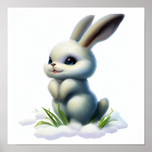 Poster Peinture 3D d'aquarelle d'un lièvre arctique (Devant)