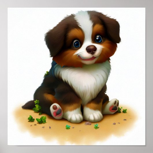 Poster Peinture 3D d'un berger australien (Devant)