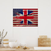 Poster Peinture à craquelures | Drapeau américain britann (Cuisine)