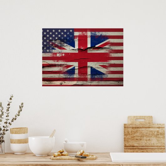 Poster Peinture à craquelures | Drapeau américain britann (Cuisine)