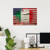 Poster Peinture à craquelures | Drapeau italien américain (Bureau à domicile)