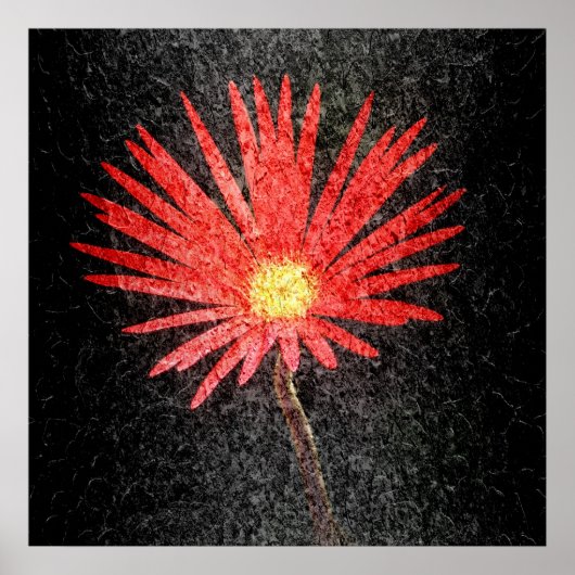 Poster Peinture à fleur marguerite rouge (Devant)