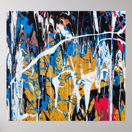 Poster Peinture à goutte colorée : mur de graffiti. (Devant)