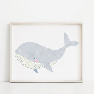 Poster Peinture à l'aquarelle de baleine pour chambre de