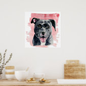 Poster Peinture à l'aquarelle de Bulldog d'Amérique noire (Cuisine)