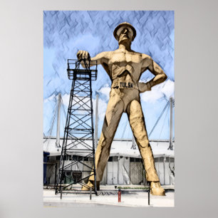 Poster Peinture à l'aquarelle de la statue de Driller d'o