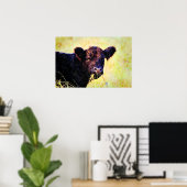 Poster Peinture à l'aquarelle de la vache Beltie Galloway (Bureau à domicile)