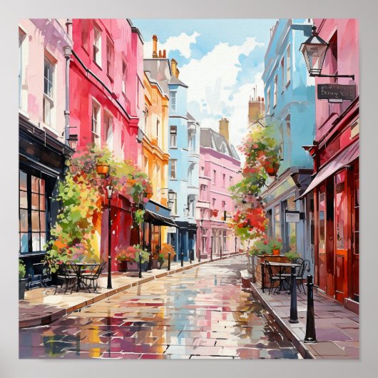 Poster Peinture à l'aquarelle de style bohémien de Londre (Devant)