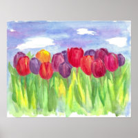 Peinture à l'aquarelle de terrain de la tulipe arc