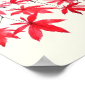 Poster peinture à l'aquarelle feuille d'érable rouge (Coin)