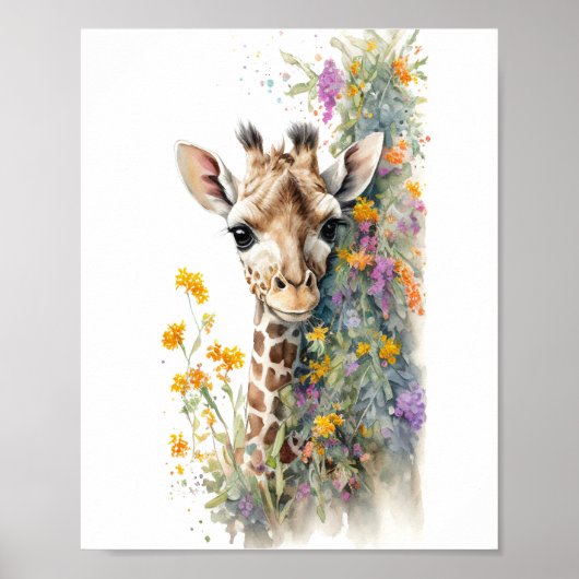 Poster Peinture à l'aquarelle Giraffe (Devant)