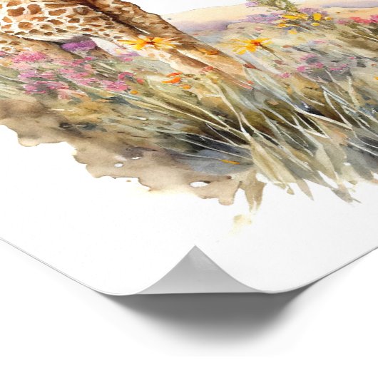 Poster Peinture à l'aquarelle Giraffe (Coin)