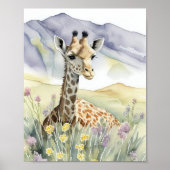 Poster Peinture à l'aquarelle Giraffe (Devant)