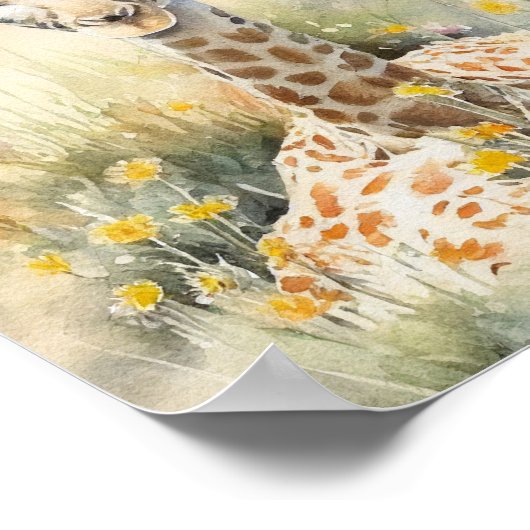 Poster Peinture à l'aquarelle Giraffe (Coin)