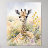Poster Peinture à l'aquarelle Giraffe (Devant)
