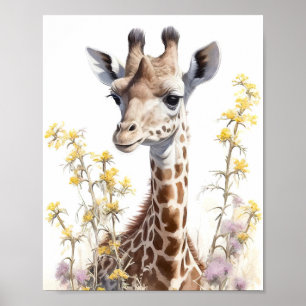 Poster Peinture à l'aquarelle Giraffe