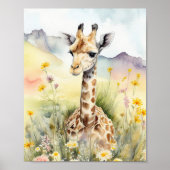 Poster Peinture à l'aquarelle Giraffe (Devant)