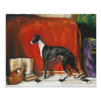 Poster Peinture à l'aquarelle italienne Greyhound