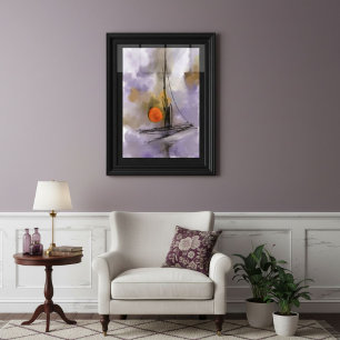 Poster Peinture à l'aquarelle navire dessiné à la main su