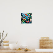 Poster Peinture à l'eau colorée des poissons (Cuisine)