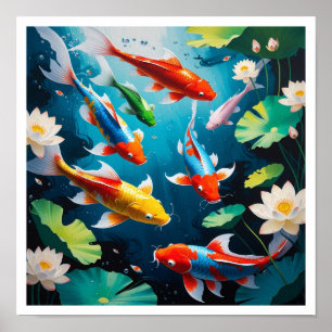 Poster Peinture à l'eau colorée des poissons