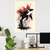 Poster Peinture à l'encre de baleine tueuse (Bureau à domicile)