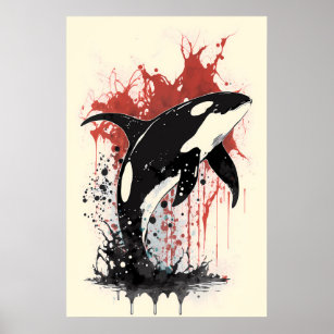 Poster Peinture à l'encre de baleine tueuse