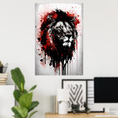 Poster Peinture à l'encre de lion (Bureau à domicile)
