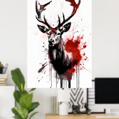 Poster Peinture à l'encre de rennes (Bureau à domicile)