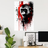 Poster Peinture à l'encre de singe capucin (Bureau à domicile)