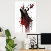 Poster Peinture à l'encre d'un wapiti (Bureau à domicile)