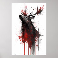 Peinture à l'encre d'un wapiti