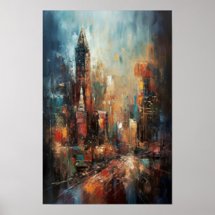 Poster Peinture à l'huile abstraite de Manhattan New York