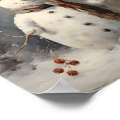 Poster Peinture À L'Huile Antique D'Un Snowman Portant Un (Coin)