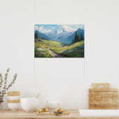 Poster Peinture à l'huile chemin sinueux contreforts de m (Cuisine)