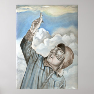Poster Peinture à l'huile d'aviateur nostalgique