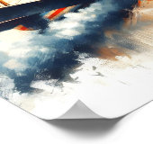 Poster Peinture à l'huile de biplan bleu vintage (Coin)