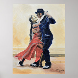 Poster Peinture à l'huile de danseurs de tango