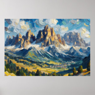 Poster Peinture à l'huile de Dolomites