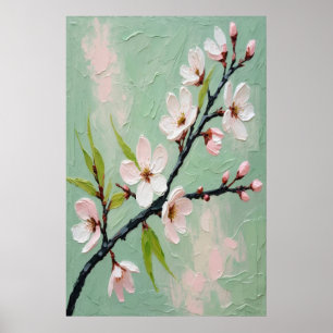 Poster Peinture à l'huile de fleurs de printemps sur toil