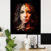 Poster Peinture à l'huile de fractionnement gauche/droite (Bureau à domicile)